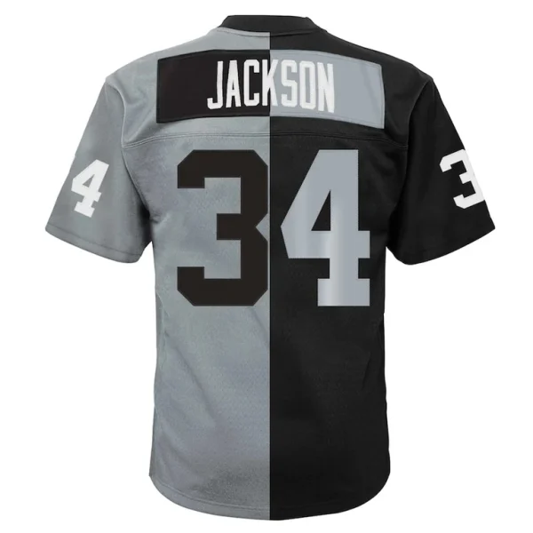 Bo jackson las vegas raiders mitchell ness big tall split legacy retired player replica jersey Blacksilver 5XB