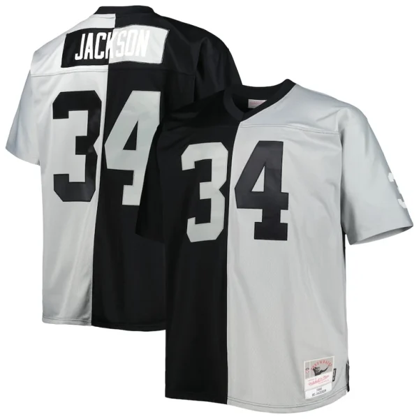 Bo jackson las vegas raiders mitchell ness big tall split legacy retired player replica jersey Blacksilver