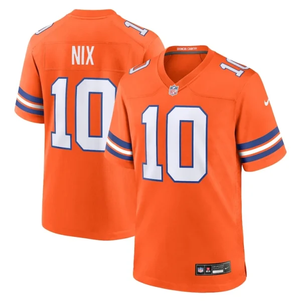 Bo nix denver broncos nike mile high collection 1977 throwback player game jersey Orange