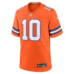 Bo nix denver broncos nike mile high collection 1977 throwback player game jersey Orange M