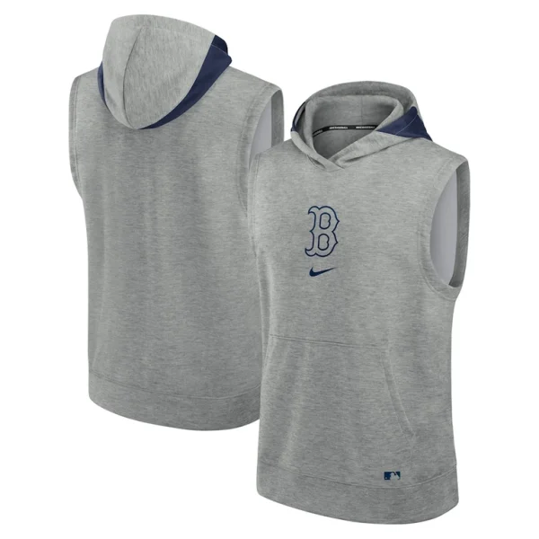 Boston red sox nike authentic collection early work performance sleeveless pullover hoodie Heather gray