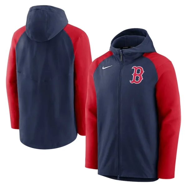 Boston red sox nike authentic collection performance raglan full zip hoodie Navyred