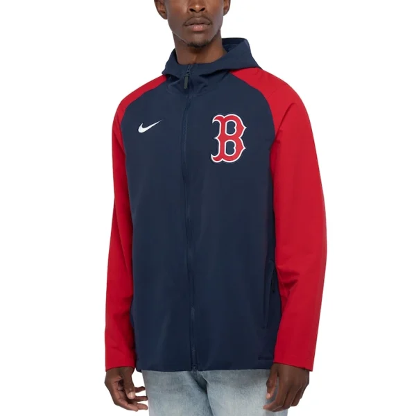 Boston red sox nike authentic collection performance raglan full zip hoodie Navyred XL