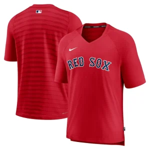 Boston red sox nike authentic collection pregame raglan performance v neck t shirt Red