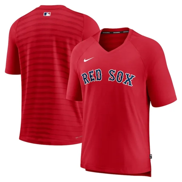 Boston red sox nike authentic collection pregame raglan performance v neck t shirt Red