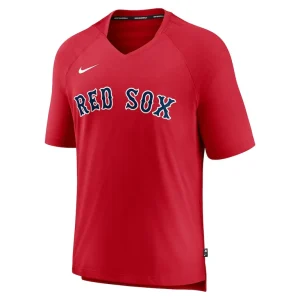 Boston red sox nike authentic collection pregame raglan performance v neck t shirt Red M