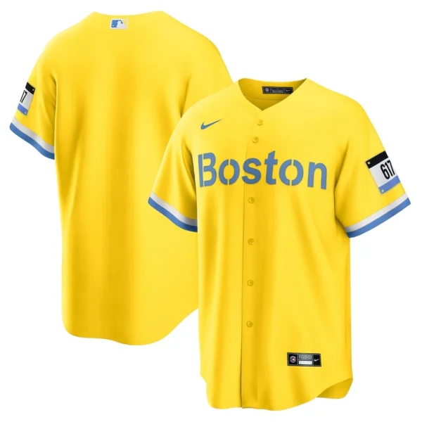 Boston red sox nike city connect replica jersey Goldlight blue