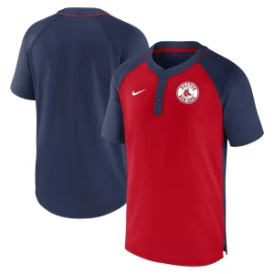 Boston red sox nike city plate performance henley raglan t shirt Navyred