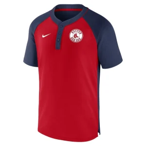 Boston red sox nike city plate performance henley raglan t shirt Navyred M