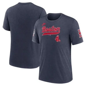 Boston red sox nike cooperstown collection eras tri blend t shirt Heather navy