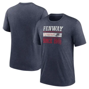 Boston red sox nike cooperstown collection local stack tri blend t shirt Heather navy