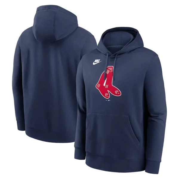 Boston red sox nike cooperstown collection logo club pullover hoodie Navy