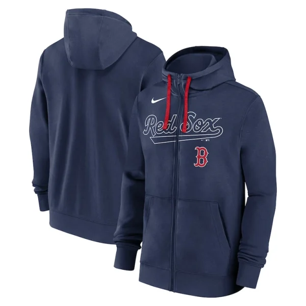 Boston red sox nike knockout script full zip hoodie Navy