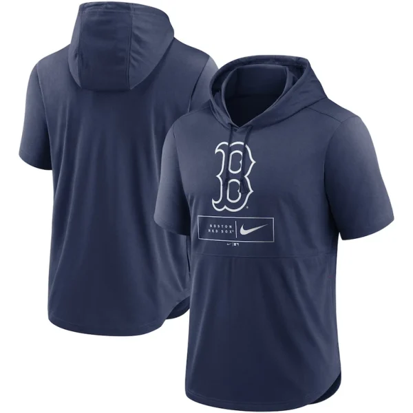 Boston red sox nike lockup performance short sleeve lightweight hooded top Navy