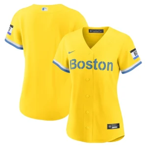 Boston red sox nike womens city connect replica jersey Goldlight blue