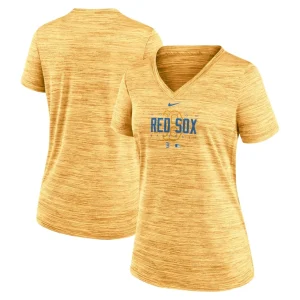 Boston red sox nike womens city connect velocity practice performance v neck t shirt Gold