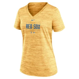 Boston red sox nike womens city connect velocity practice performance v neck t shirt Gold S