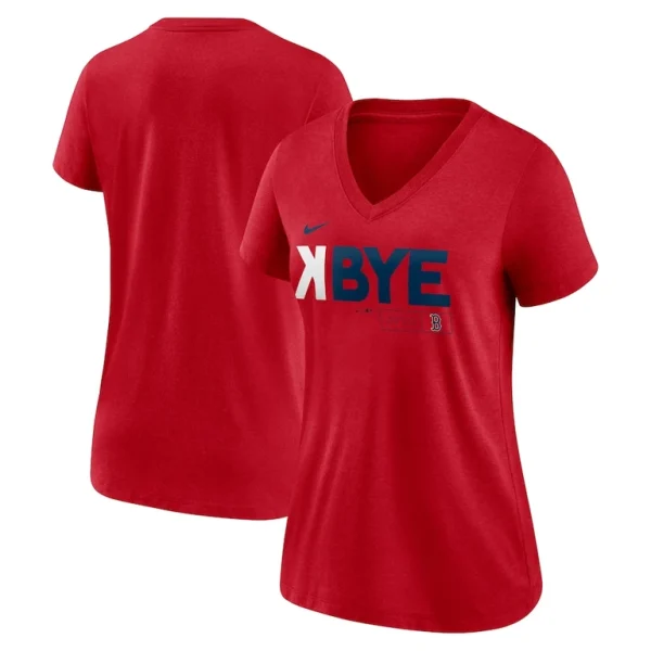Boston red sox nike womens k bye tri blend v neck t shirt Red