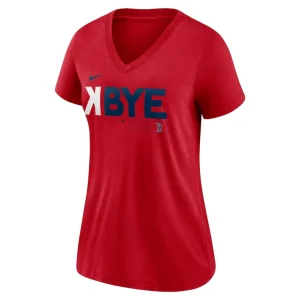 Boston red sox nike womens k bye tri blend v neck t shirt Red S