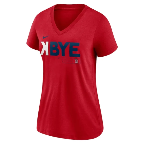 Boston red sox nike womens k bye tri blend v neck t shirt Red S