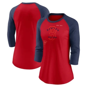 Boston red sox nike womens next up tri blend raglan 34 sleeve t shirt Rednavy