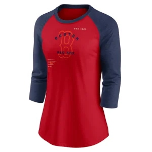 Boston red sox nike womens next up tri blend raglan 34 sleeve t shirt Rednavy S