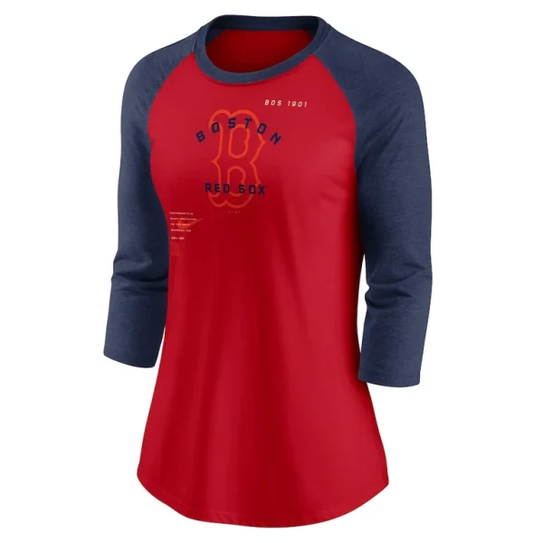Boston red sox nike womens next up tri blend raglan 34 sleeve t shirt Rednavy S