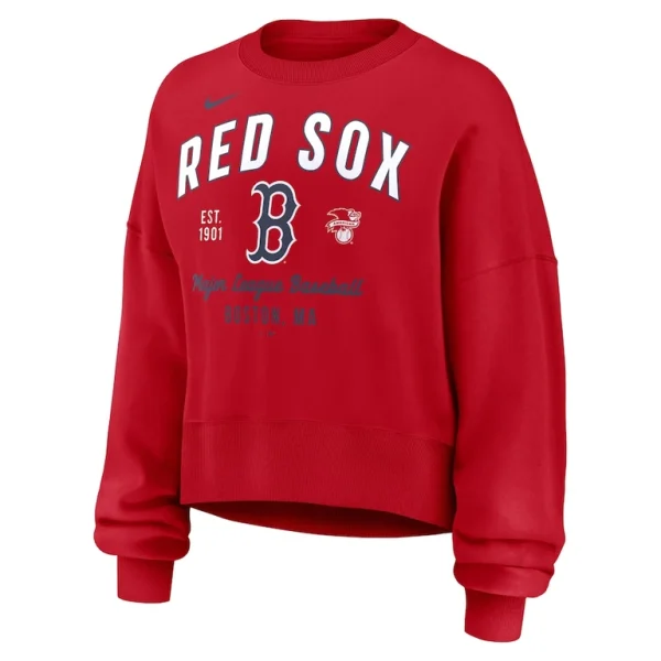 Boston red sox nike womens oversized high hip pullover sweatshirt Red S