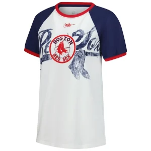 Boston red sox nike womens rewind color remix fashion raglan tri blend t shirt White S