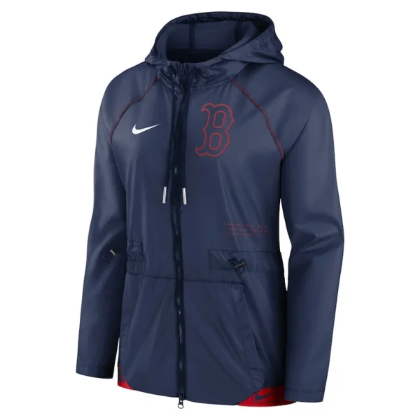 Boston red sox nike womens statement raglan full zip hoodie jacket Navyred S