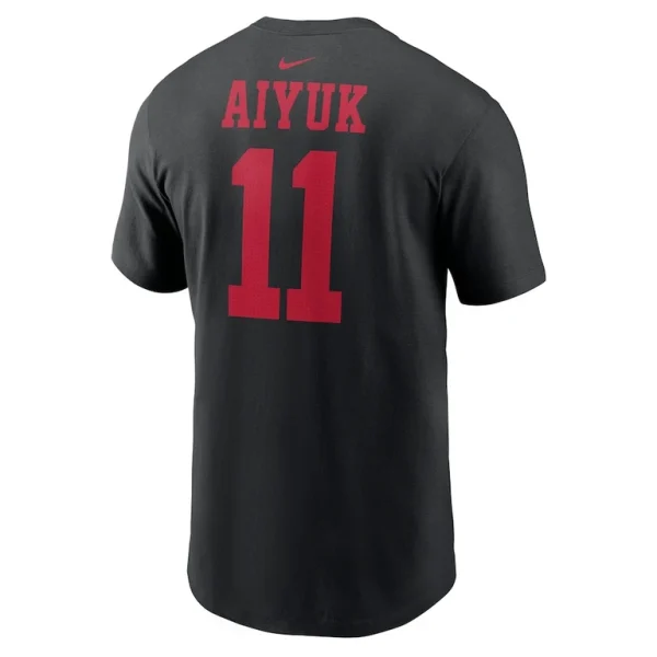 Brandon aiyuk san francisco 49ers nike super bowl lviii patch player name number t shirt Black L