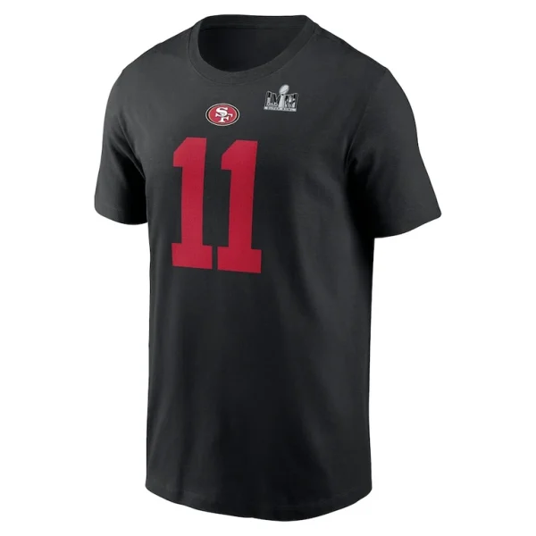 Brandon aiyuk san francisco 49ers nike super bowl lviii patch player name number t shirt Black M
