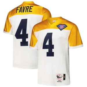 Brett favre green bay packers 1994 mitchell ness authentic throwback retired player jersey White