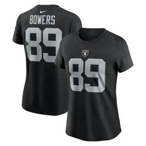 Brock bowers las vegas raiders nike womens player name number t shirt Black