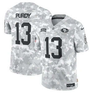 Brock purdy san francisco 49ers nike 2024 salute to service limited jersey Arctic camo