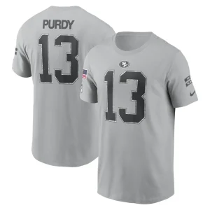 Brock purdy san francisco 49ers nike 2024 salute to service name number t shirt Gray