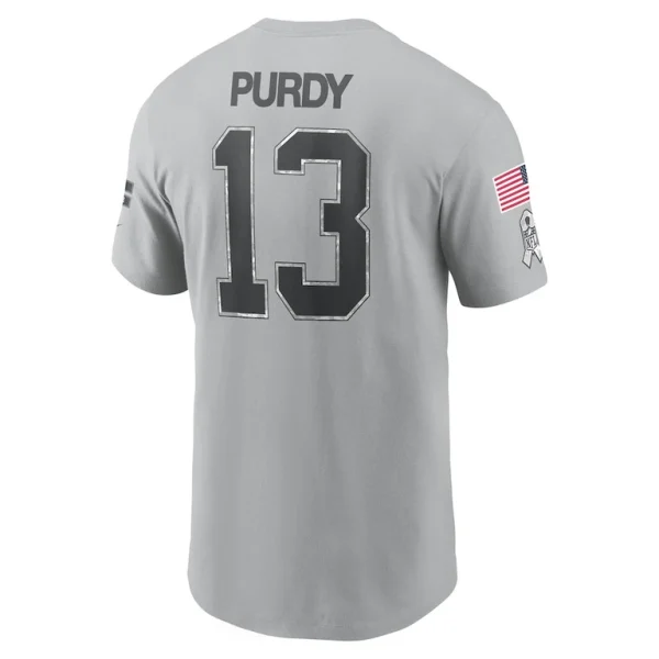 Brock purdy san francisco 49ers nike 2024 salute to service name number t shirt Gray L