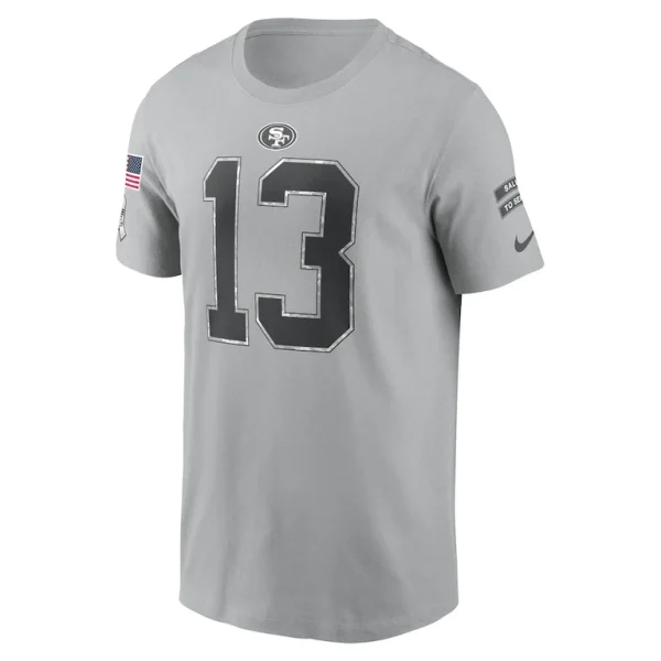 Brock purdy san francisco 49ers nike 2024 salute to service name number t shirt Gray M
