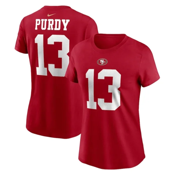 Brock purdy san francisco 49ers nike womens player name number t shirt Scarlet
