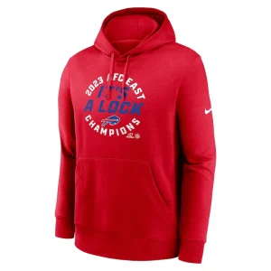 Buffalo bills nike 2023 afc east division champions locker room trophy collection club pullover hoodie Red M