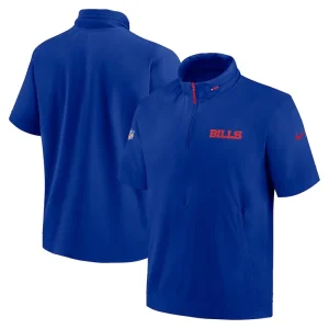 Buffalo bills nike 2024 sideline coach short sleeve half zip hoodie jacket Royal