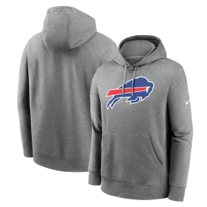 Buffalo bills nike big tall rewind club fleece pullover hoodie Heather charcoal