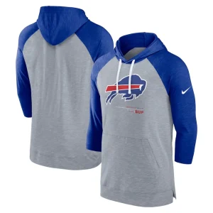 Buffalo bills nike raglan 34 sleeve pullover hoodie Heather grayheather royal