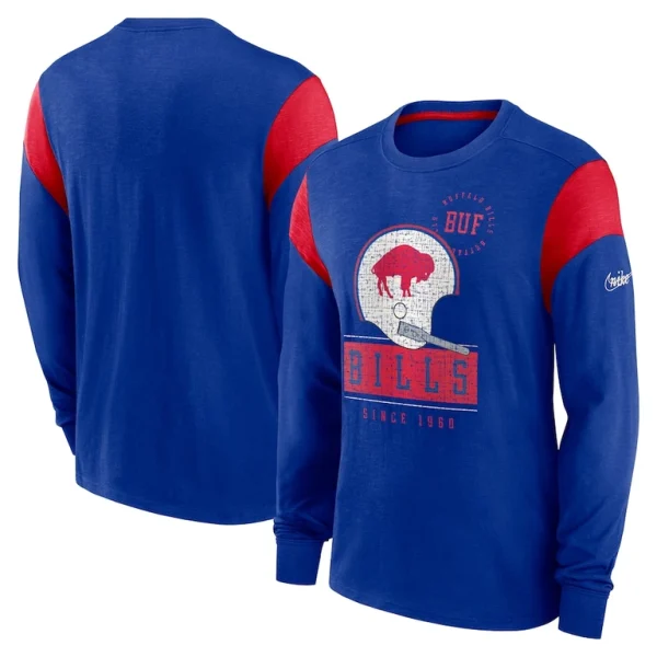 Buffalo bills nike rewind playback helmet long sleeve t shirt Heather royal