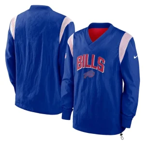 Buffalo bills nike sideline athletic stack v neck pullover windshirt jacket Royal