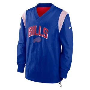 Buffalo bills nike sideline athletic stack v neck pullover windshirt jacket Royal M