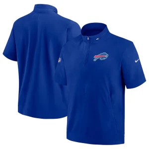 Buffalo bills nike sideline coach short sleeve hoodie quarter zip jacket Royal