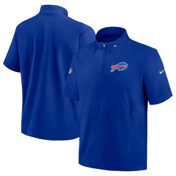 Buffalo bills nike sideline coach short sleeve hoodie quarter zip jacket Royal