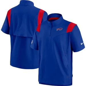 Buffalo bills nike sideline coaches short sleeve quarter zip jacket Royal
