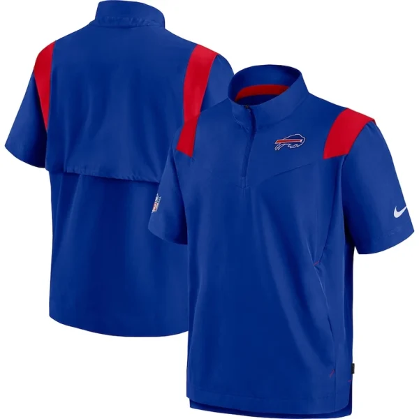 Buffalo bills nike sideline coaches short sleeve quarter zip jacket Royal